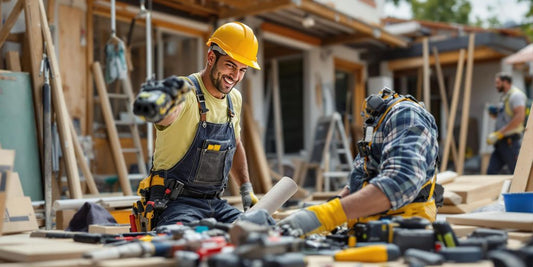 Contractor working diligently in a community setting.