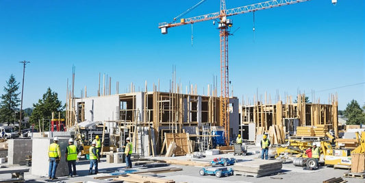 Construction workers and machinery at a site in Kent.